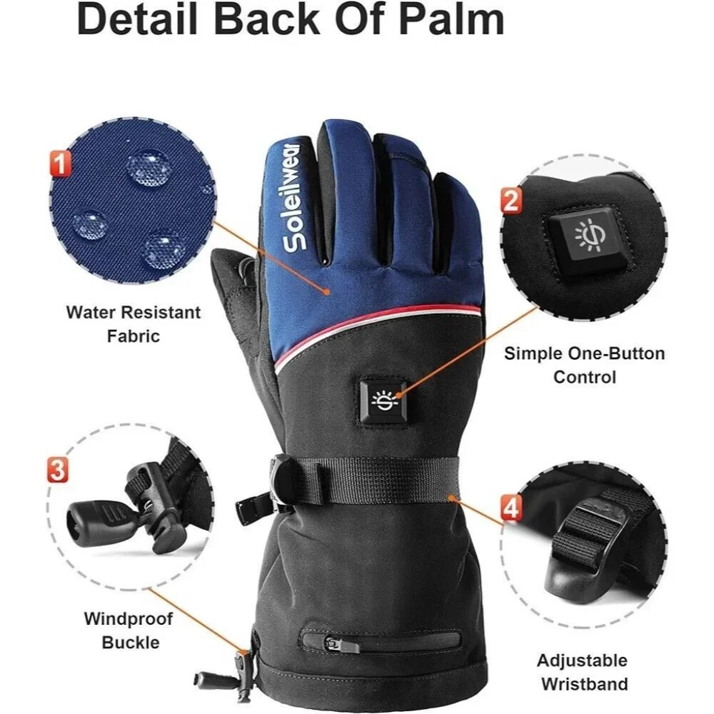 Soleilwear Heated Touchscreen Gloves Unisex with 2 Rechargeable Battery …